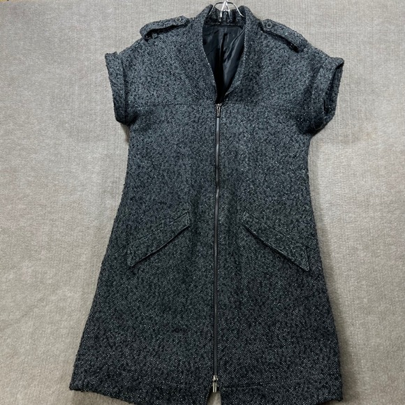 Karl Lagerfeld Jackets & Blazers - Karl Lagerfeld Tweed Zip Front Wool Blend Sheath Dress / Vest Black White Size L
